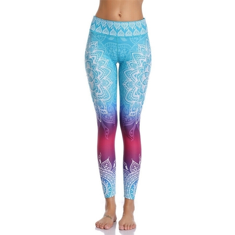 Geometric 3D Print Gradient Color Gym Workout Leggings High Waist Scrunch Mallas Deporte Mujer Push Up Plus Size Women 210604