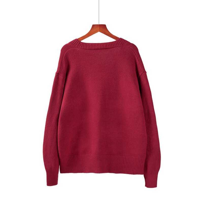 Yedinas Solid Knitted Cardigan Women Autumn Winter Long Sleeve Basic V Neck Cashmere Sweater Mujer Korean 210527