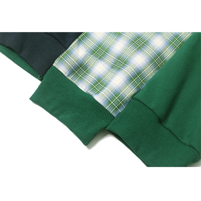 EAM Loose Fit Plaid Stitch Oversized Sweatshirt Round Neck Long Sleeve Women Big Size Fashion Spring 1S349 201127