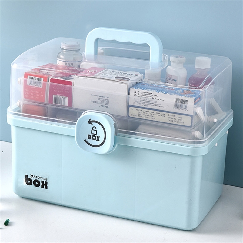 3 Layers Plastic Storage Medical Organizer Multi-Functional Portable Medicine Cabinet Family Emergency Kit Box Dropship1 210315