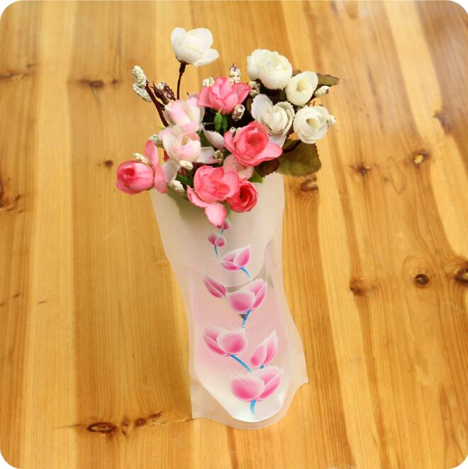 Mixed styles Foldable PVC flower vase without flowers Protection environment plastic folding flower pot pvc plastic flower pot