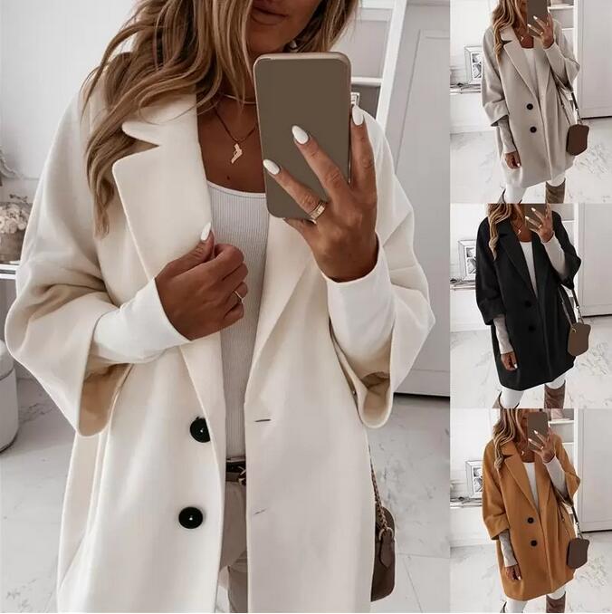 Women's Wool & Blends Women Casual Autumn Winter 3/4 Sleeve Pockets Buttons Long Coat Loose Jacket, White
Women's Wool & Blends Women Casual Autumn Winter 3/4 Sleeve Pockets Buttons Long Coat Loose Jacket, White