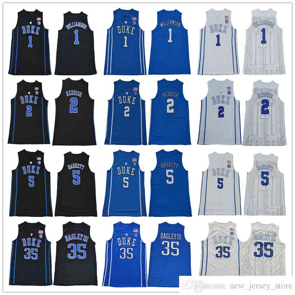 NCAA Duke Blue Devils College 1 Zion Williamson 2 Cam Reddish 5 RJ Barrett Marvin 35 Bagley III Tatum Irving Stitched Basketball Jersey, White
NCAA Duke Blue Devils College 1 Zion Williamson 2 Cam Reddish 5 RJ Barrett Marvin 35 Bagley III Tatum Irving Stitched Basketball Jersey, White