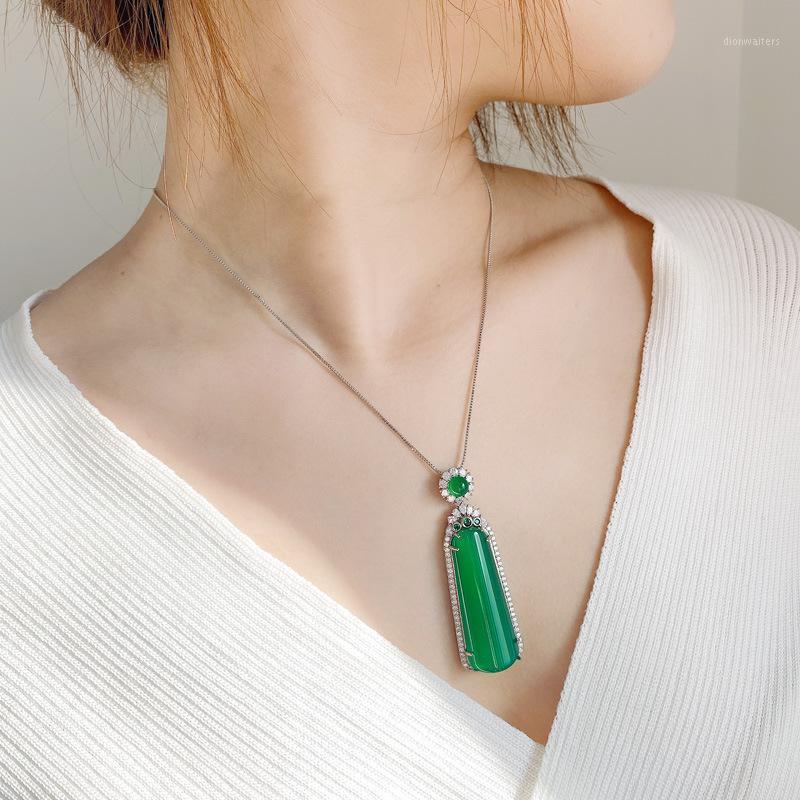 High Quality Fashion Green Stone Pendant Necklace S925 Silver Suitable For Couple Gifts Chains
High Quality Fashion Green Stone Pendant Necklace S925 Silver Suitable For Couple Gifts Chains
