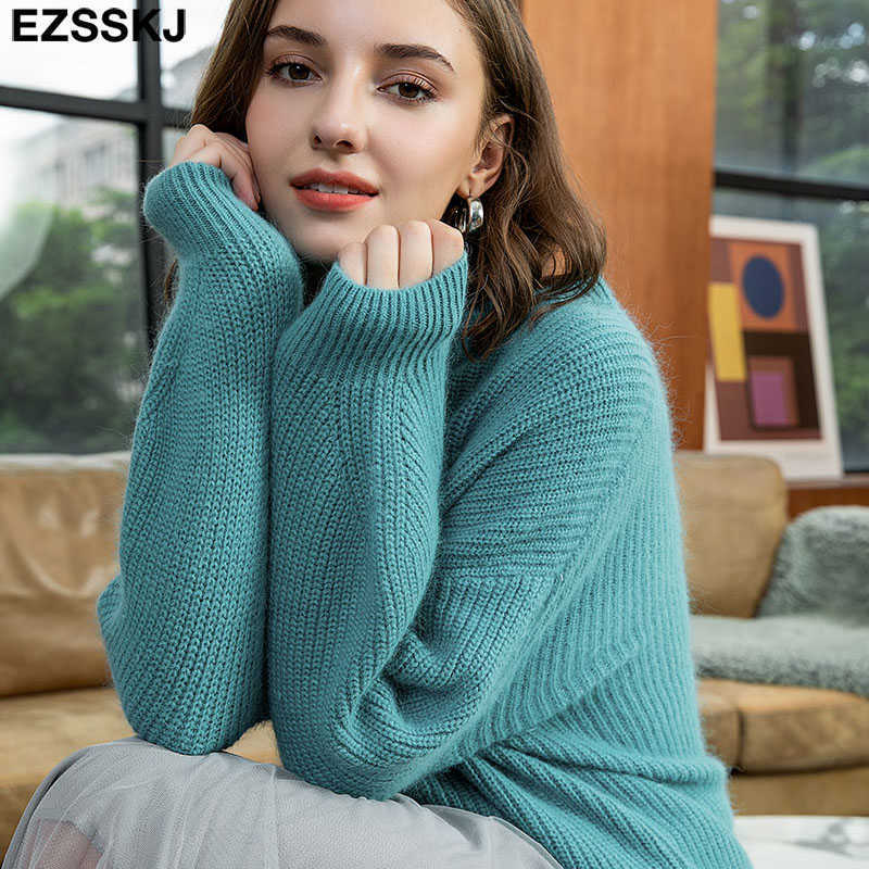 YYGegew Loose Knitted Cashmere Sweater Winter Solid Female Pullovers Warm Basic Knitwear Jumper 211011Z