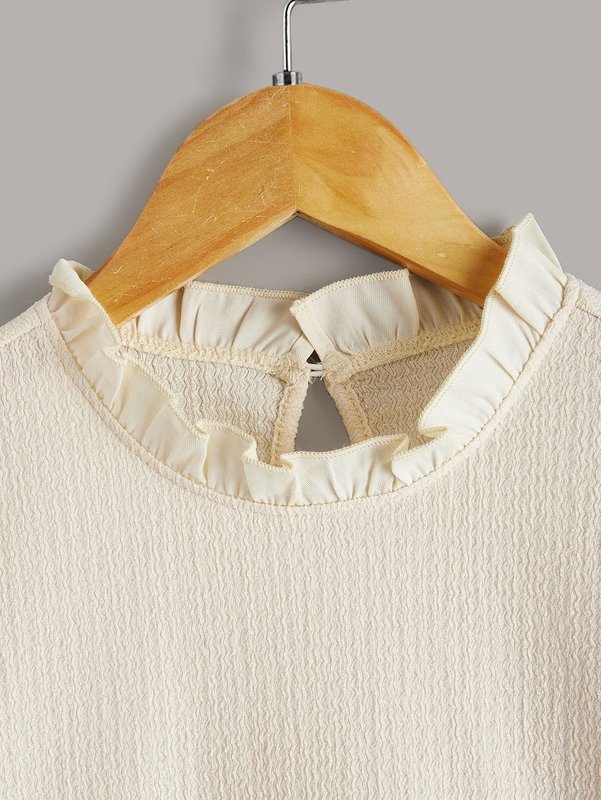 Girls Frill Trim Keyhole Back Smock Dress SHE