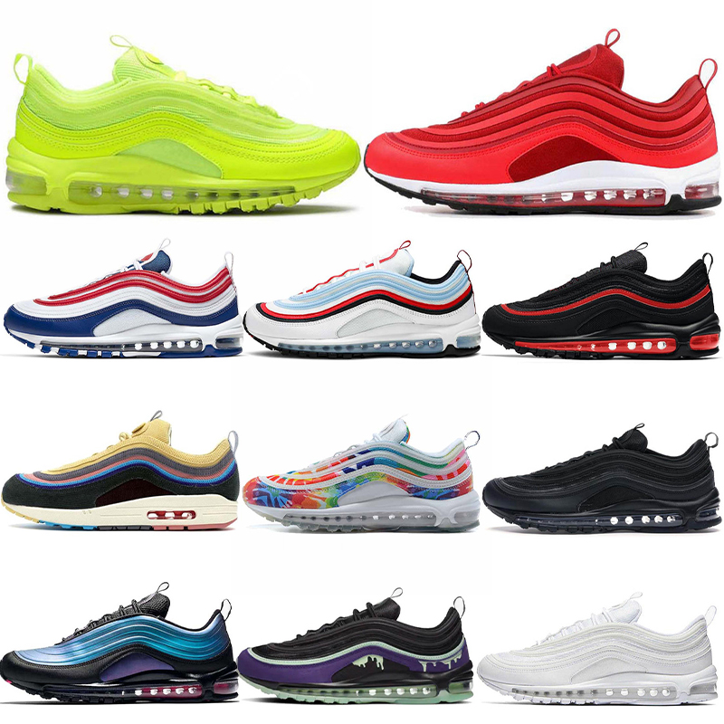 2021 Luxury Designers Shoes 97 Mschf X Inri Jesus Mens Women Sports Running Shoes Triple Jogging Walking Sneakers Air AirMax Max 97S 
2021 Luxury Designers Shoes 97 Mschf X Inri Jesus Mens Women Sports Running Shoes Triple Jogging Walking Sneakers Air AirMax Max 97S