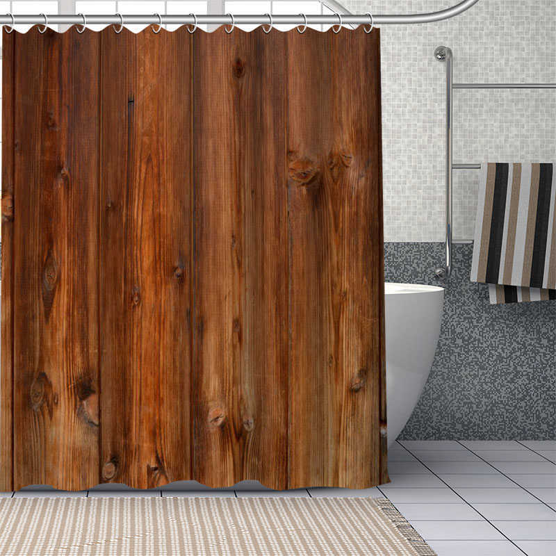 Custom old wood Shower Curtains DIY Bathroom Curtain Fabric Washable Polyester for Bathtub Art Decor Drop 210609