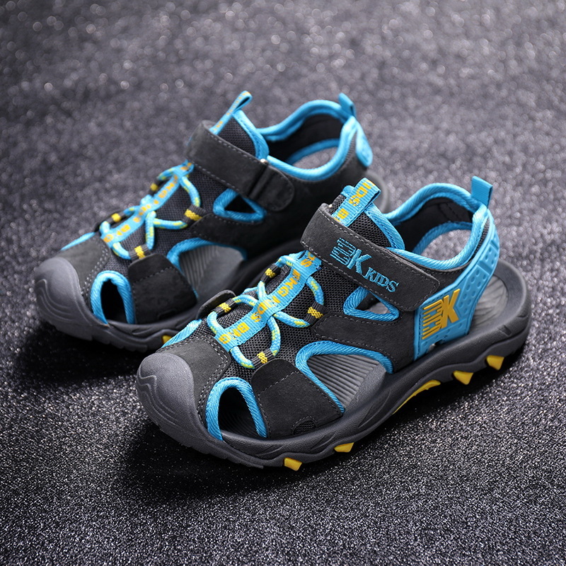 SKHEK Kids Shoes Summer Pu Leather Closed Toe Camouflage Beach Shoes Boys Sandals Children Shoes Girls Sport Kids Sandals 210306