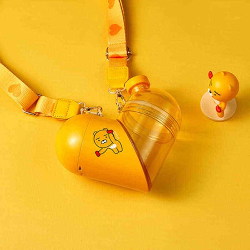 Nonoo Love Cartoon Heart-Shaped Cup Fitness Sports Creative Frosted Water Bottle Storage Outdoor Mug Travel Tea Gift 211122