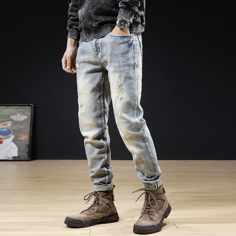 2021 New Korean Style Fashion Men Jeans Retro Light Blue Elastic Cotton Ripped Denim Punk Trousers Embroidery Designer Hip Hop Slim Pants Ek
2021 New Korean Style Fashion Men Jeans Retro Light Blue Elastic Cotton Ripped Denim Punk Trousers Embroidery Designer Hip Hop Slim Pants Ek