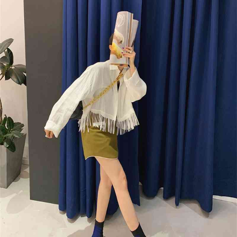 Neploe Vintage Women Tops Chic Tassels White Blouses Women Korean All-match Long Sleeve Shirts Blusas Mujer De Moda 94914 210422
