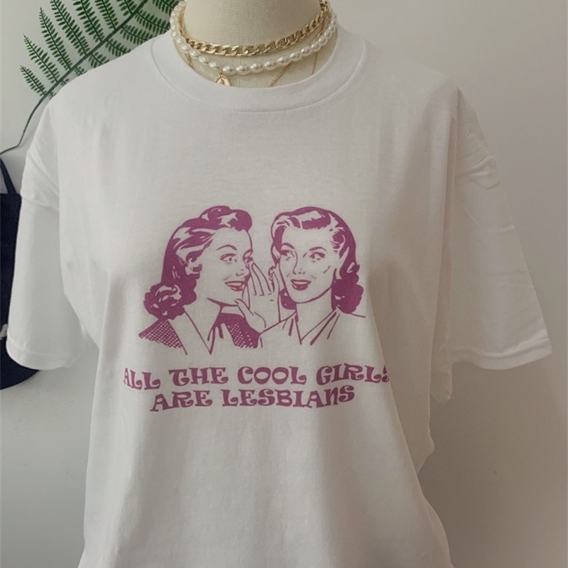 JBH-All Cool Girls Are Lesbians T-Shirt Women Men Unisex Funny Graphic Tees Summer Style T Shirt Fashion Tshirt Tops Outfits 210306