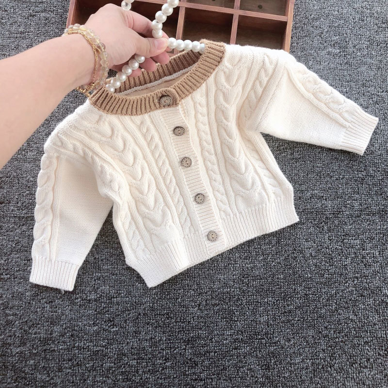 Autumn Girls Clothes Baby Knitted Romper Set Infant Newborn kids Cardigan Boys Sweater Cotton Jumpsuit 210309