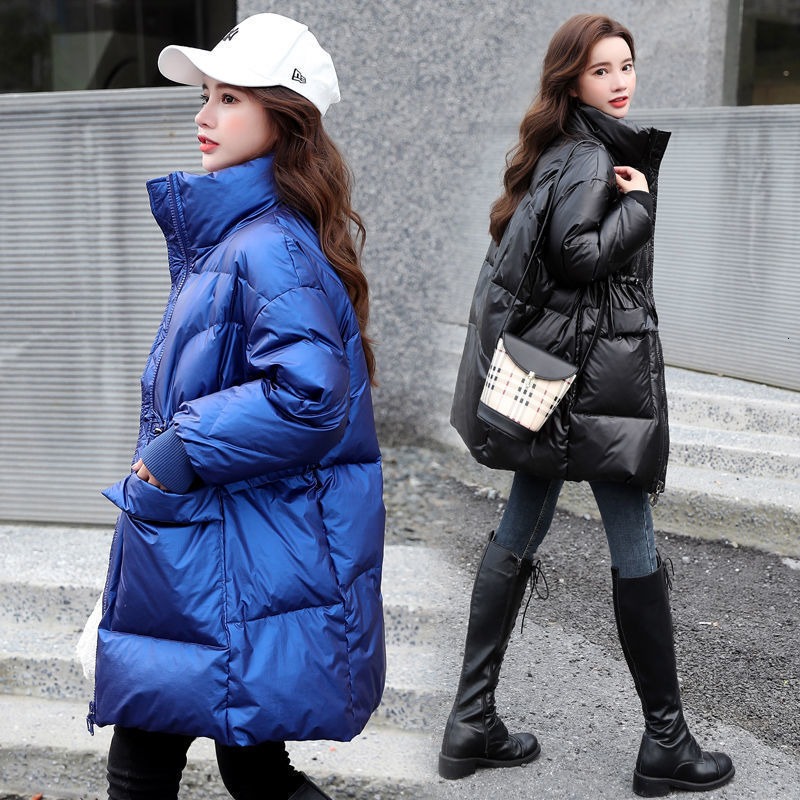 down jacket women's white duck 2021 bright face medium length winter fashion loose waist bread, Black
down jacket women's white duck 2021 bright face medium length winter fashion loose waist bread, Black