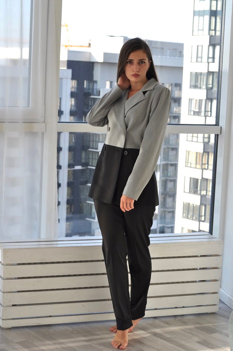 Color Matching Celebrity Women Blazer Pants Suits Summer Sexy Lady Formal Party Prom Red Carpet Outfit Coat(Jacket+Pants)