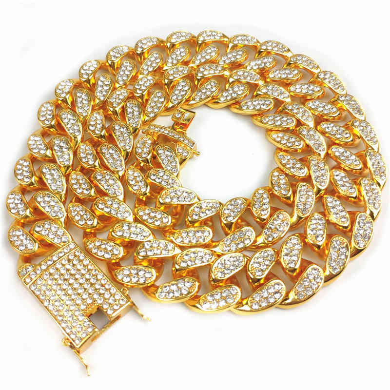 18-28 12mm Pave Setting Rhinestone Miami Cuban Chain Necklaces Men Hip Hop Bling Iced Out Choker Necklace Jewelry Drop Shipping X0509
18-28 12mm Pave Setting Rhinestone Miami Cuban Chain Necklaces Men Hip Hop Bling Iced Out Choker Necklace Jewelry Drop Shipping X0509