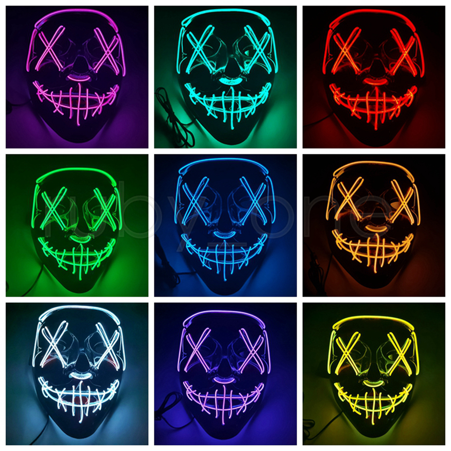 Halloween Mask LED Light Up Funny Masks The Purge Election Year Great Festival Cosplay Costume Supplies Party Mask RRA4331