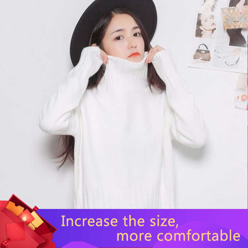 High Quality Autumn Winter Turtleneck Pullover Sweater Women Plus Size Knitted s Jumpers Soft White Black 211011Z