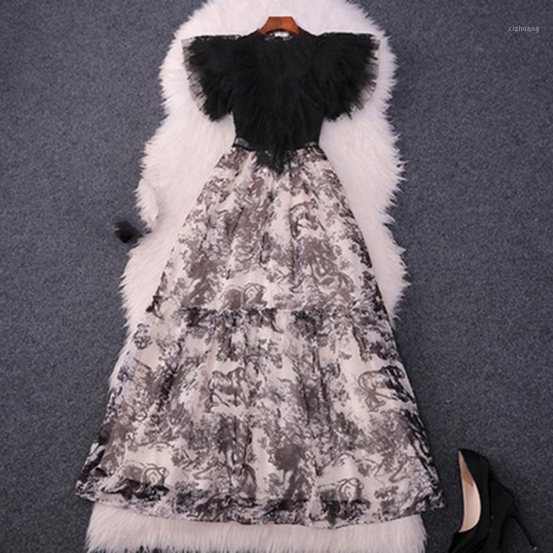 Casual Dresses 2021 Summer Fashion Designer Dress Women Lace Ink Printing Patchwork A-Line Slim Elegant Long, As pic
Casual Dresses 2021 Summer Fashion Designer Dress Women Lace Ink Printing Patchwork A-Line Slim Elegant Long, As pic