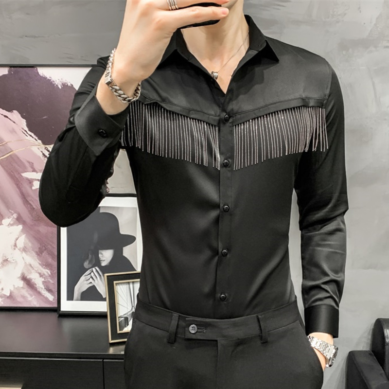 New Solid Color Lapel Male British Business Casual Slim Fit Metal Chain Men 2021 White Shirt Camisa Social Masculina Jvnl, Black
New Solid Color Lapel Male British Business Casual Slim Fit Metal Chain Men 2021 White Shirt Camisa Social Masculina Jvnl, Black