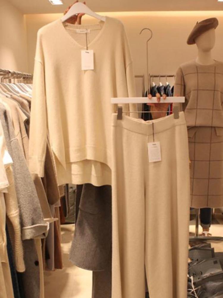 Women's Two Piece Pants Solid Knitted 2 Pieces Women Sets Autumn Winter Loose Sweater Pullovers And Wide Leg Ankle Length Female Clothing Su, White
Women's Two Piece Pants Solid Knitted 2 Pieces Women Sets Autumn Winter Loose Sweater Pullovers And Wide Leg Ankle Length Female Clothing Su, White