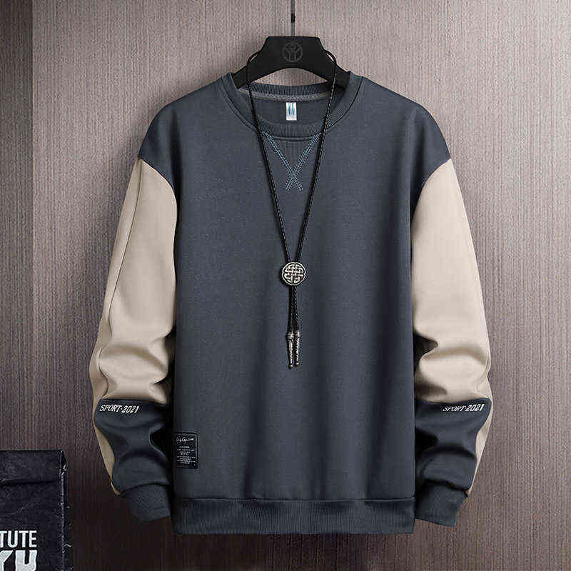 2022 Solid Color Black White Patchwork Sweatshirt Men'S Hoodies Spring Autumn Hoody Casual Streetwear Clothes Y220702