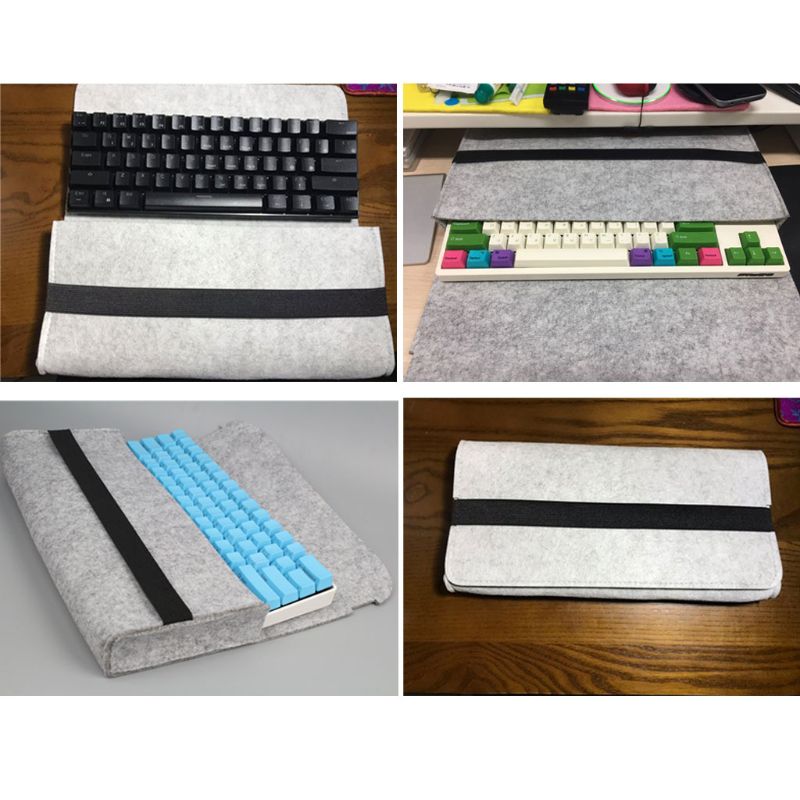 Large Capacity Portable Storage Organizer Felt Practical Elastic Band Durable Pouch Dust Proof Mechanical Keyboard Bag