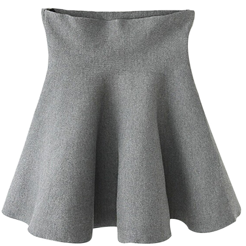 Spring Autumn New Women Skirt Knitting Woolen Midi Skirt Ladies High Waist Casual Pleated Elastic Flared Skirts Womens 210306