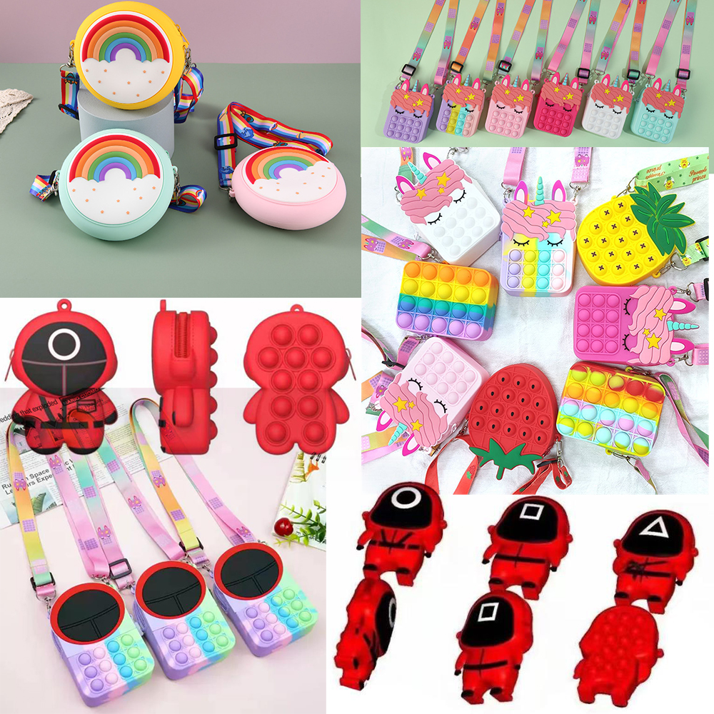 Squid Game Fidget Sensory Bubble Bretelle Shoulder Bag Party Cellphone Straps Finger Push Phone Pouch Case Change Coin Purse Decompression Unicorn Popping Toys
Squid Game Fidget Sensory Bubble Bretelle Shoulder Bag Party Cellphone Straps Finger Push Phone Pouch Case Change Coin Purse Decompression Unicorn Popping Toys