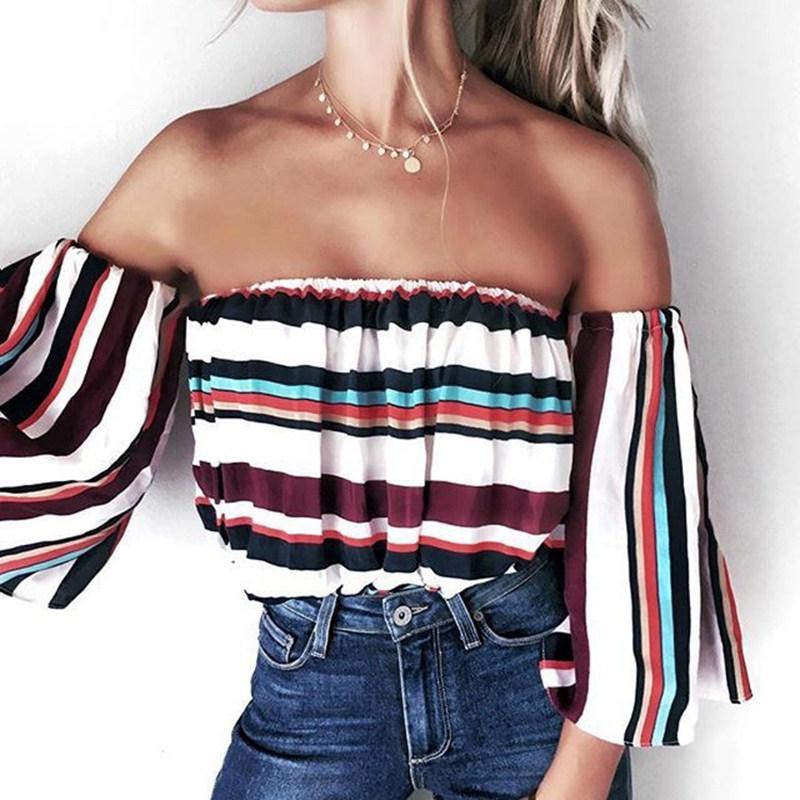 Women's Blouses & Shirts Fashion Striped 2021 Ladies Slash Neck Flare Sleeve Summer Spring Print Casual Loose Chic Dress, White
Women's Blouses & Shirts Fashion Striped 2021 Ladies Slash Neck Flare Sleeve Summer Spring Print Casual Loose Chic Dress, White