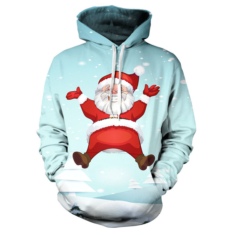 Sweatshirts MenWomen Santa Claus Printing Tops With A Hood Hoodies Long Sleeve Casual Hooded Pullover Clothes Sweatshirt 201020