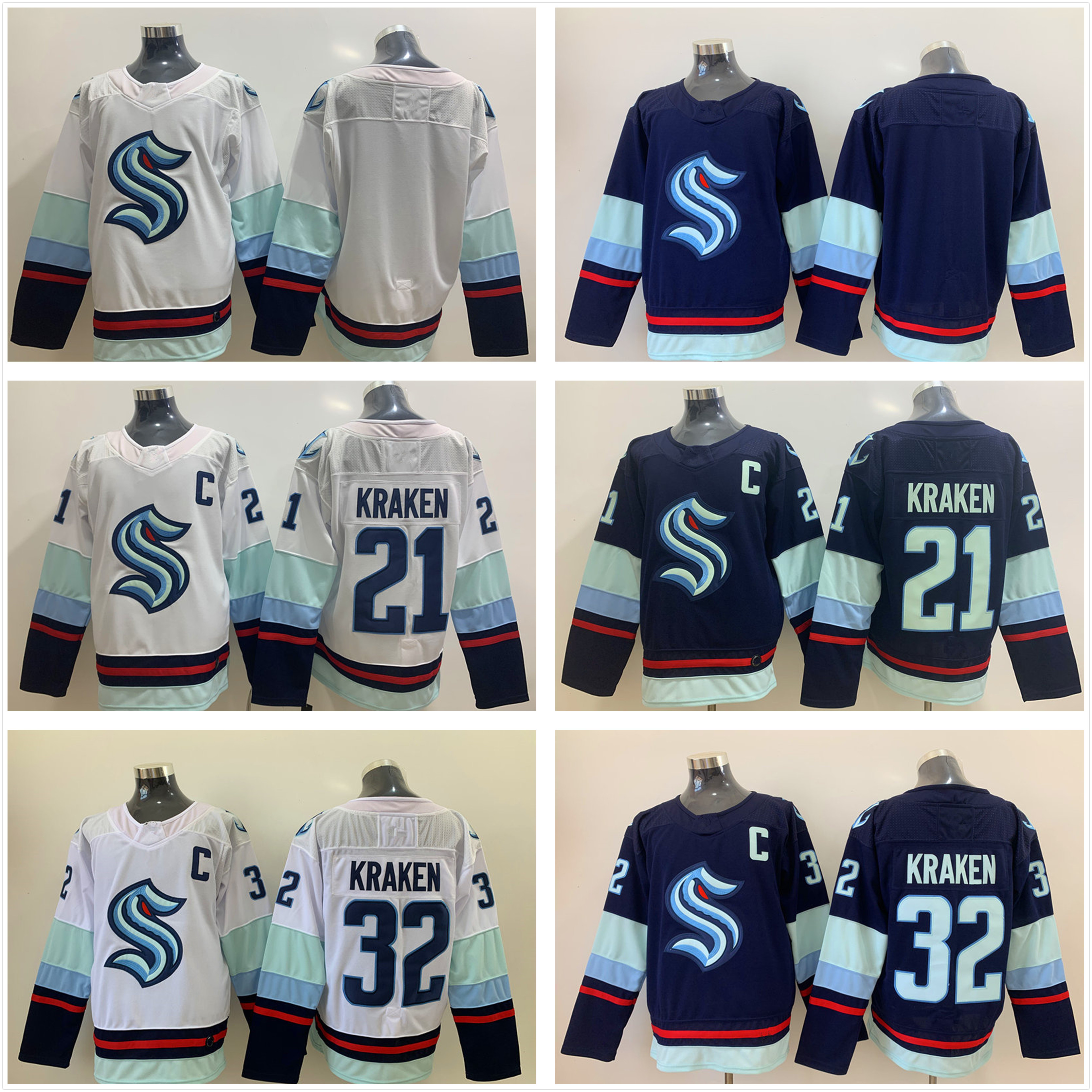 2021 Seattle Kraken Hockey Jerseys 32th New Team Mens 32 Kraken 21 Kraken Blank Home Blue Road White Best Quality Stitched Shirt Size S-XXXL
2021 Seattle Kraken Hockey Jerseys 32th New Team Mens 32 Kraken 21 Kraken Blank Home Blue Road White Best Quality Stitched Shirt Size S-XXXL