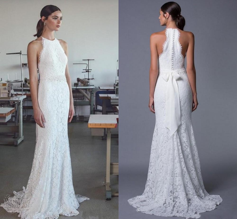 2021 New Country Style Beach Wedding Lace Halter Neck Sleeveless Bridal Gowns with Exquisite Beaded Pearls Sash Akep, Ivory
2021 New Country Style Beach Wedding Lace Halter Neck Sleeveless Bridal Gowns with Exquisite Beaded Pearls Sash Akep, Ivory