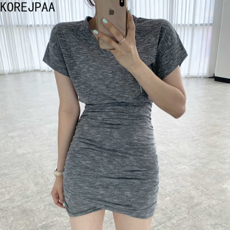Korejpaa Women Dress Summer Korea Chic Ladies Simple Slimming V-Neck Soft Skin-Friendly Slim Fit Casual Wrap Vestidos 210526, Gray
Korejpaa Women Dress Summer Korea Chic Ladies Simple Slimming V-Neck Soft Skin-Friendly Slim Fit Casual Wrap Vestidos 210526, Gray