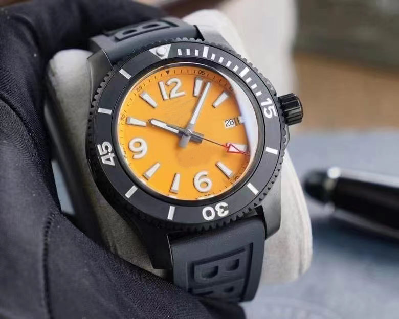 43mm Waterproof High quality Automatic Movement Orange Dial Men Watch Sweat Band Rubber Band
43mm Waterproof High quality Automatic Movement Orange Dial Men Watch Sweat Band Rubber Band
