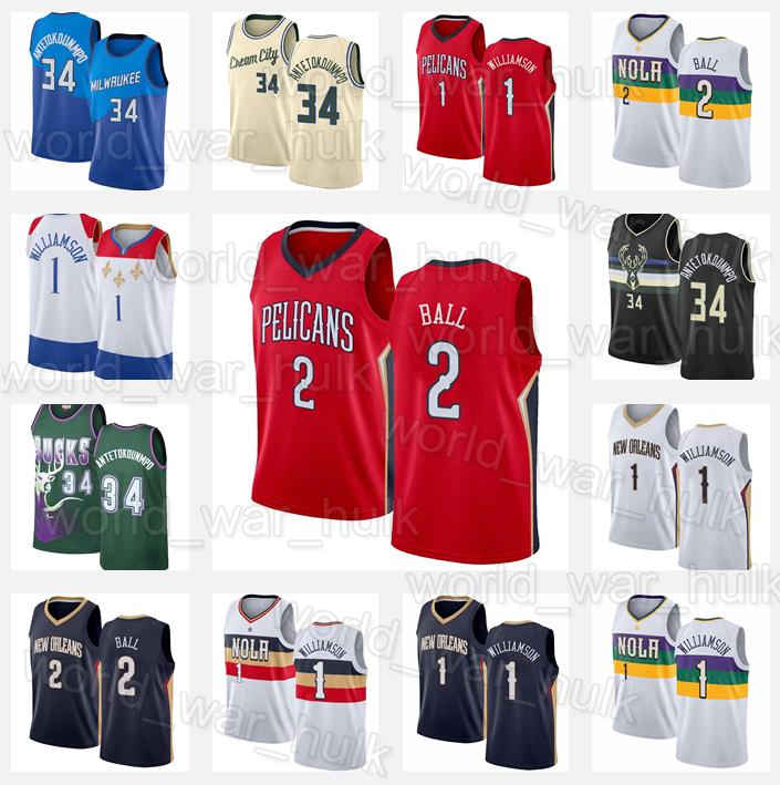 Lonzo 2 Ball Jersey Zion 1 Williamson Ray 34 Allen Giannis 34 Antetokounmpo Milwaukee Bucks New Orleans Pelicans City Mens, Black;red 
Lonzo 2 Ball Jersey Zion 1 Williamson Ray 34 Allen Giannis 34 Antetokounmpo Milwaukee Bucks New Orleans Pelicans City Mens, Black;red