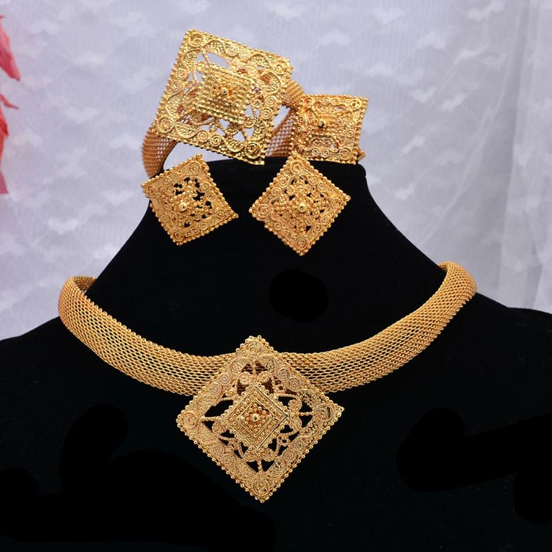 Earrings & Necklace 24K Dubai Zircon Jewelry Sets Gold Color For Women Bracelet Ring Wedding Wife Gifts Set, As pic
Earrings & Necklace 24K Dubai Zircon Jewelry Sets Gold Color For Women Bracelet Ring Wedding Wife Gifts Set, As pic