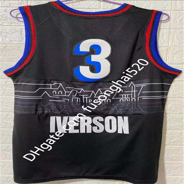 Men Top Quality Allen 3 Iverson Joel 21 Embiid Basketball Jersey Ben Julius Simmons 6 Erving Georgetown University Cheap Retro Shirts