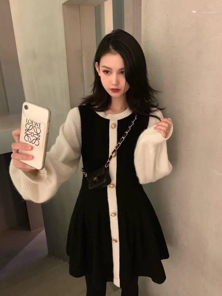 Casual Dresses One-Piece Lantern Sleeve Woman Dress Korean Autumn Nitted Sweater 2021 Winter Women Thin Knit Mini Lady, Black
Casual Dresses One-Piece Lantern Sleeve Woman Dress Korean Autumn Nitted Sweater 2021 Winter Women Thin Knit Mini Lady, Black