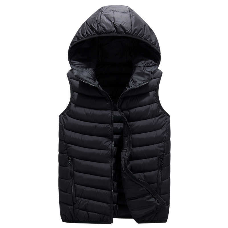 Women's Loose Winter Vest Solid Hooded Zipper Pockets Ladies Coats Casual Sleeveless Jackets Waistcoat for Female Fashion 210819