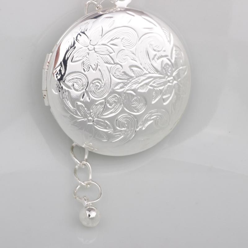 N119 Fashion locket delicate jewelry flower round shape locket pendant silver plated necklace