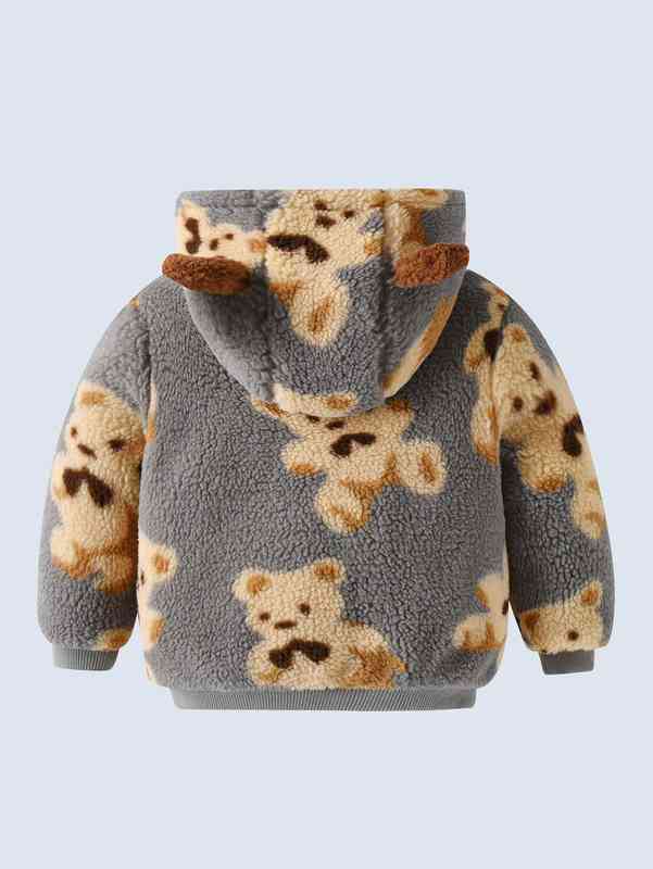 Baby Bear Pattern Zip Up Teddy Jacket SHE