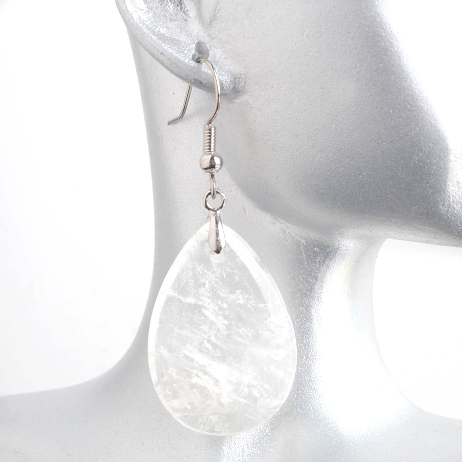 WOJIAER Indian Tribal Natural Stone Dangle Hook Earrings Water Drop Earring For Women Crystal Quartz Gift Jewelry BV911