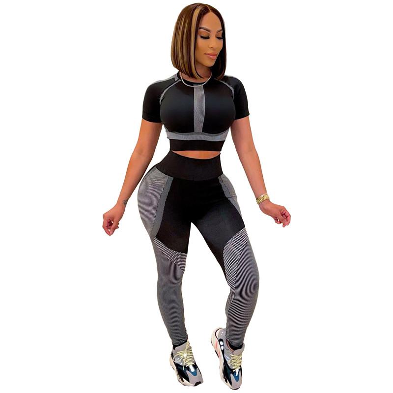 Women's Two Piece Pants Wholesale Items Bulk Lots Summer Sportswear Set Women Fashion Print Pantsuits T-shirt Outfits Clothing M6829