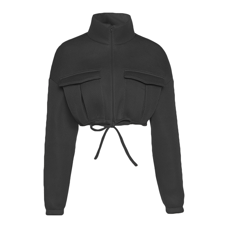 Mesh Plaid Autumn Spring Coat Women Trend Turtleneck Zipper Pocket Crop Jacket Solid Slim Drawstring Female Outerwear Hot(The logistics pric, White
Mesh Plaid Autumn Spring Coat Women Trend Turtleneck Zipper Pocket Crop Jacket Solid Slim Drawstring Female Outerwear Hot(The logistics pric, White