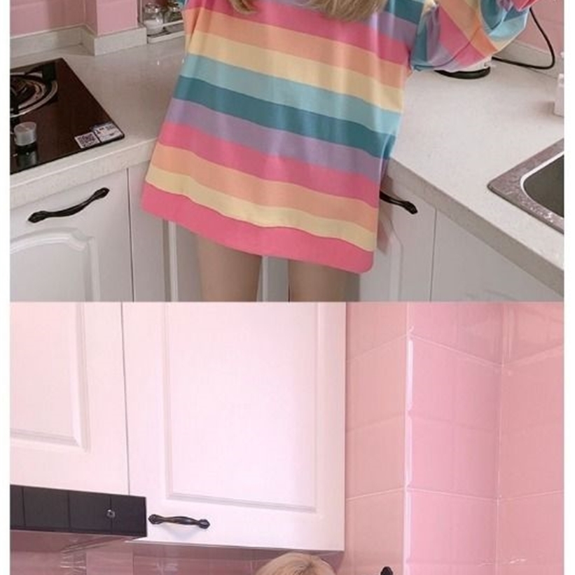 Deeptown Rainbow Kawaii Hoodies Korean Fashion Autumn Women Sweatshirts Women Loose Harajuku Hoodie Long Sleeve Clothes Women 201212