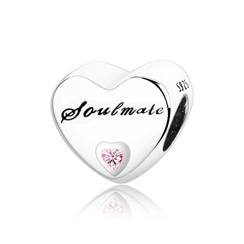 Fit Original Charm Bracelet 925 Silver Girlfriend My Hero Soulmate Little Sister Pink Zircon Heart Bead Making Berloque 2021