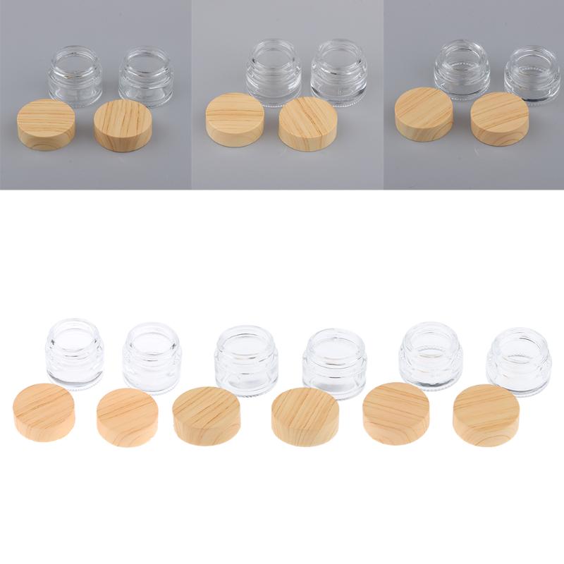 6pcs Glass Bottle Cosmetic Makeup Jar Cream Lip Containers 5g/10g/15g