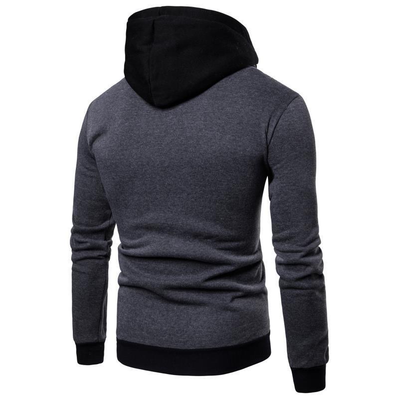Men's Hoodie Casual Solid Long Sleeve Mens Turtleneck Hoodies Slim Zipper Hooded Cardigan Sweatshirt Male Hoody Sweat 201020